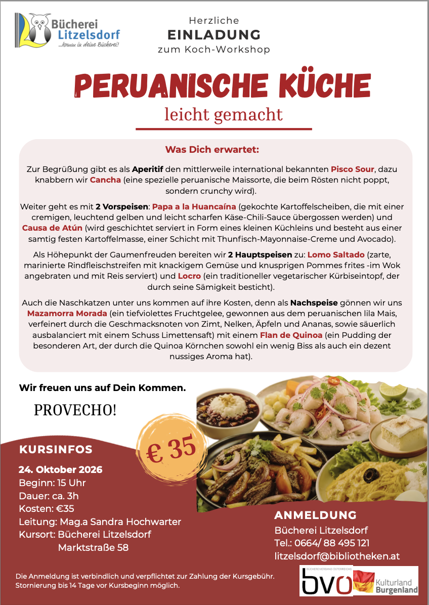 Peru Kochworkshop Plakat